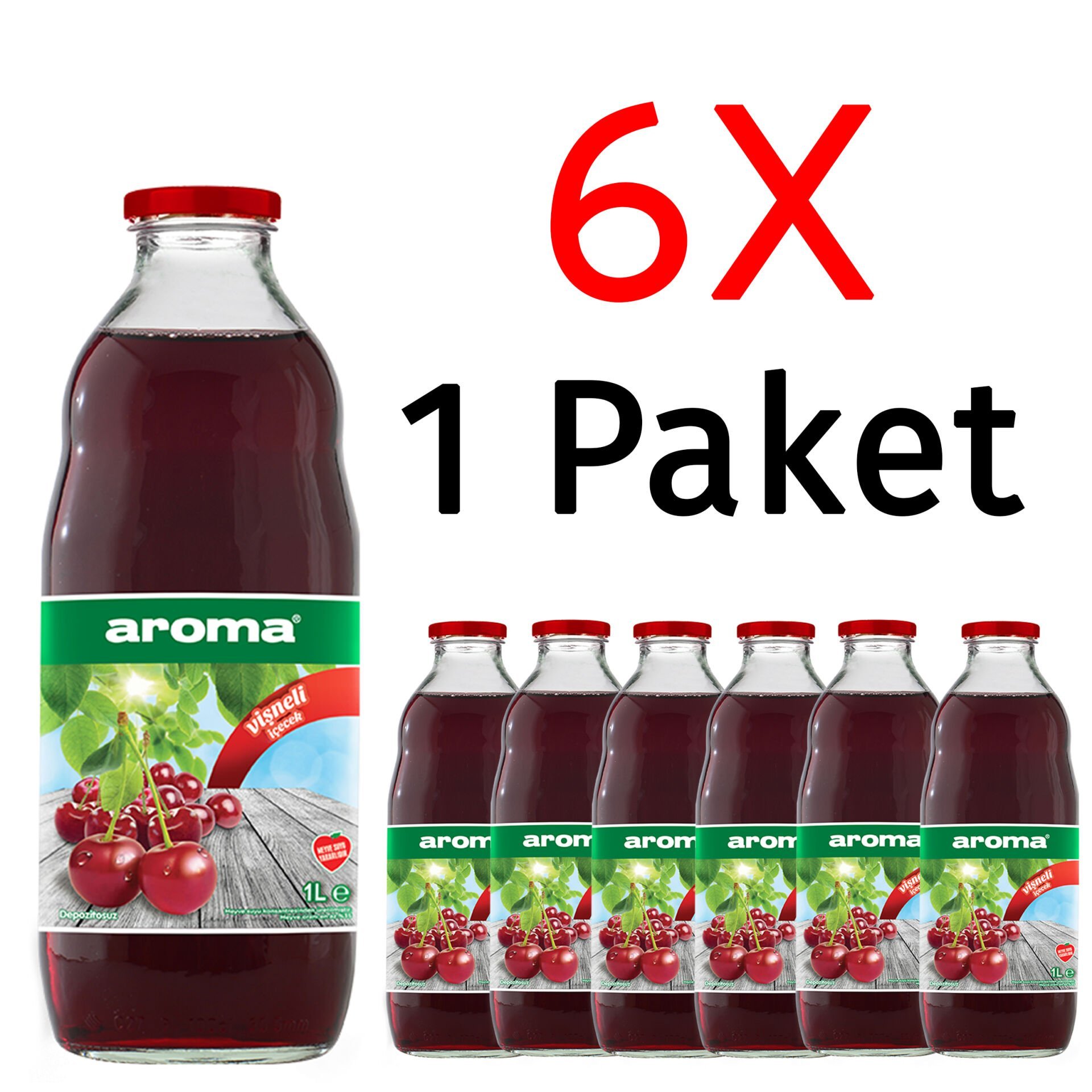 Aroma Vişne Meyve Suyu 1 Litre 6 Adet