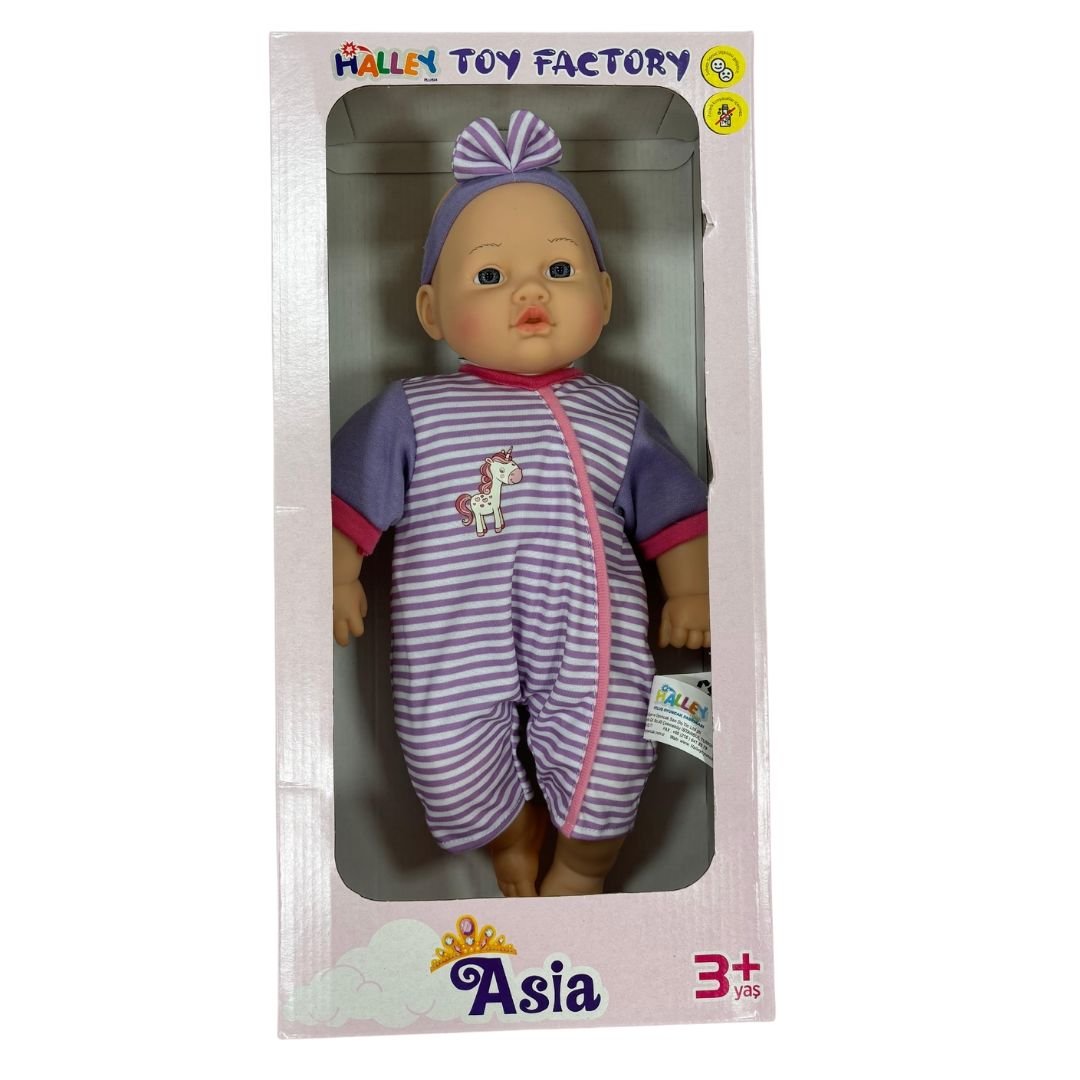 Halley Asia Oyuncak Bebek LİLA ÇİZGİLİ