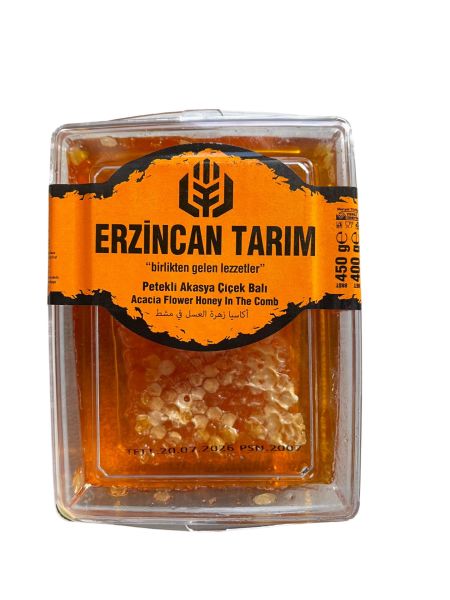 ERZİNCAN TARIM PETEKLİ AKASYA ÇİÇEK BALI 450 GRAM