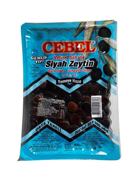 (CEBEL) SİYAH ORTA TANELİ GEMLİK TİPİ ZEYTİN 800G