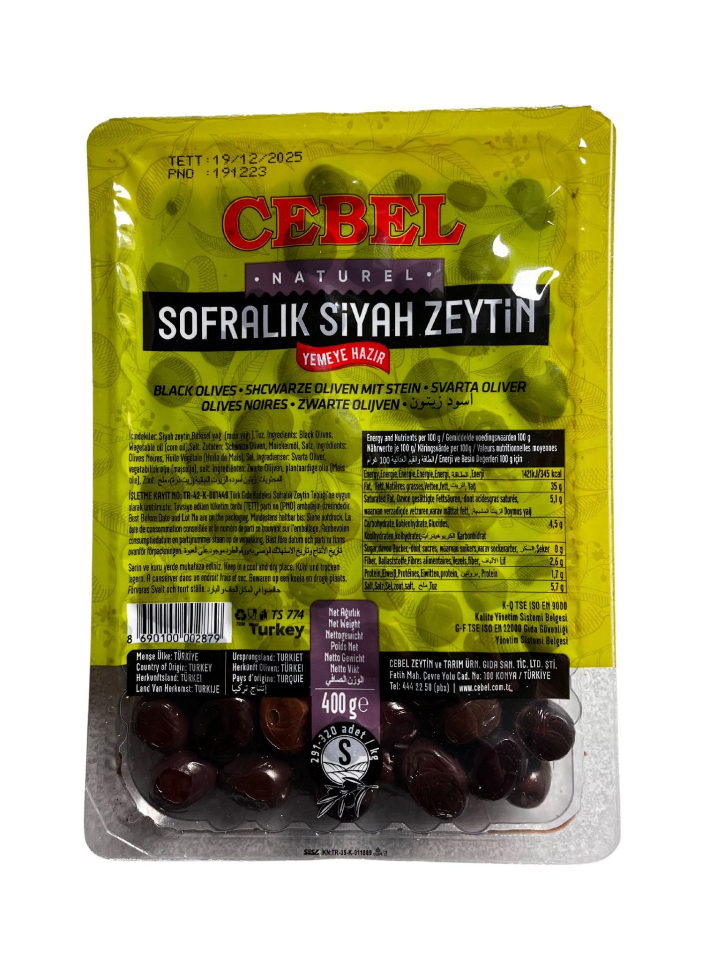(CEBEL)SOFRALIK SİYAH ZEYTİN 400G (S)