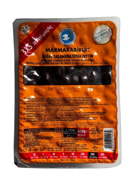 MARMARABİRLİK DOĞAL SALAMURA SİYAH ZEYTİN 800G
