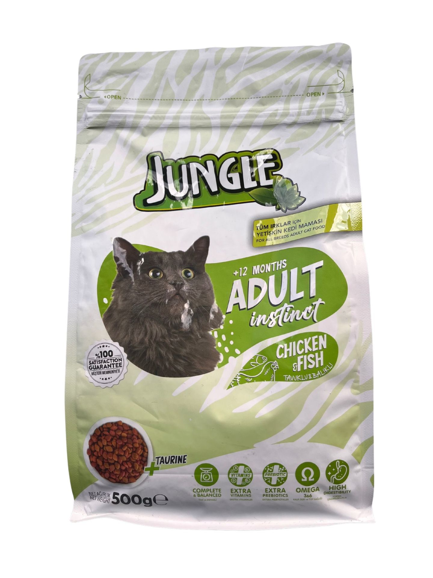 JUNGLE YETİŞKİN KEDİ MAMASI(TAVUK-BALIK) 500G