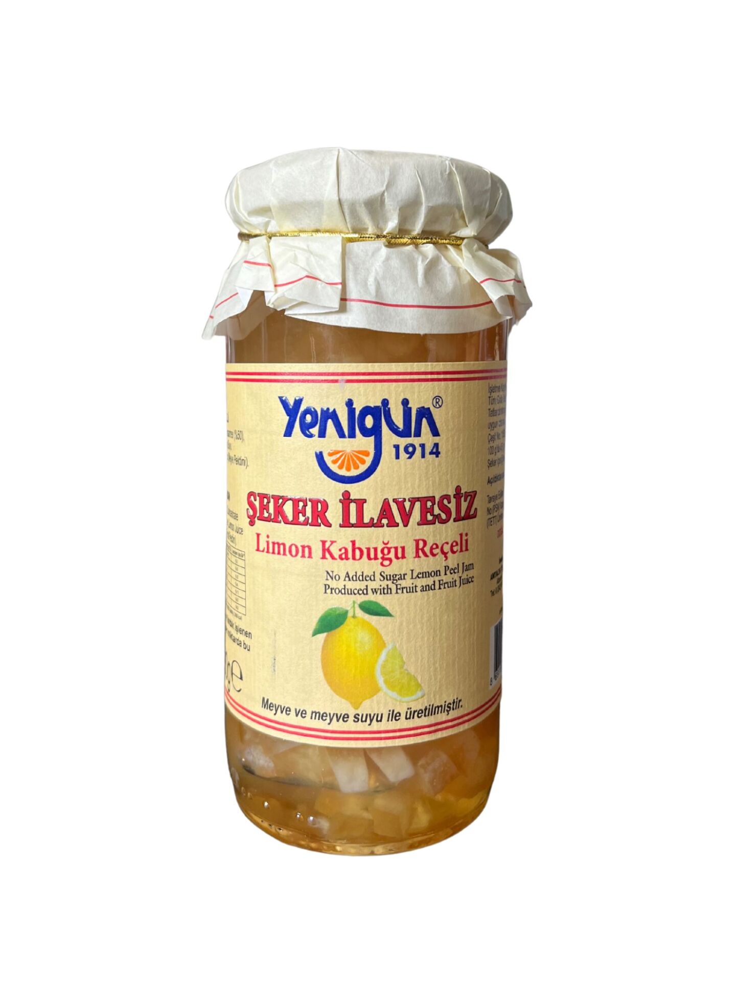 YENİGÜN ŞEKER İLAVESİZ LİMON KABUĞU REÇELİ 290 G