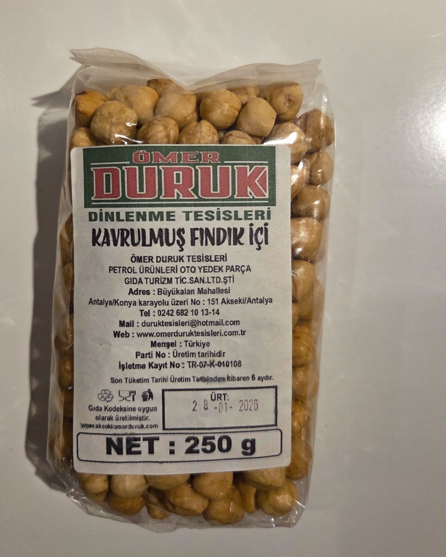 ÖMER DURUK ÇEREZ GİRESUN FINDIĞI 250GR