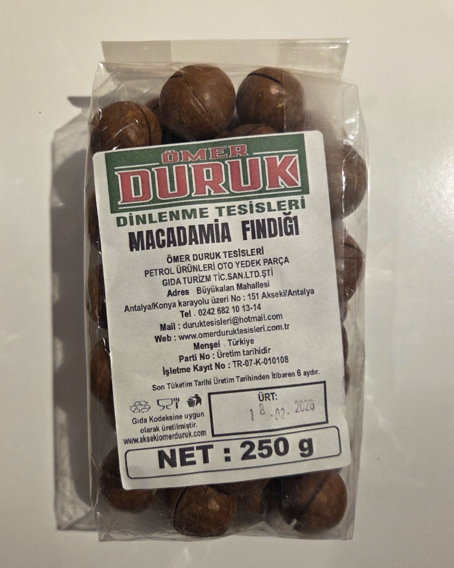 ÖMER DURUK ÇEREZ MACADAMIA FINDIK 250GR
