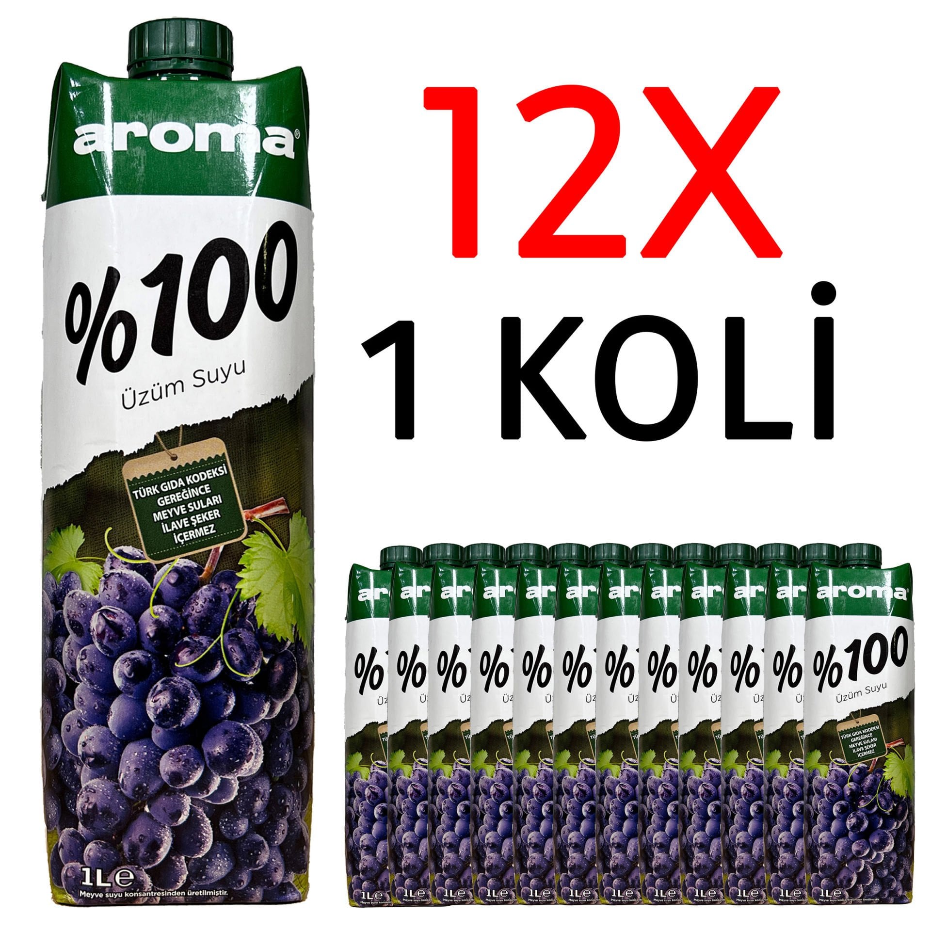 Aroma %100 Üzüm Meyve Suyu 1L 12 Adet