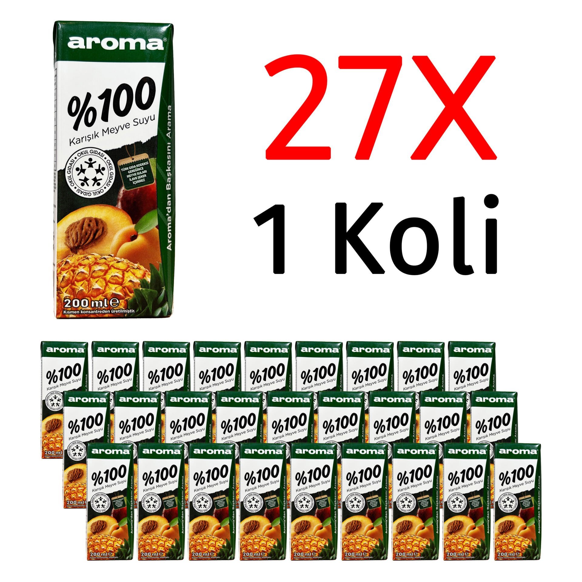Aroma %100 Karışık Meyve Suyu 200ml 27 Adet