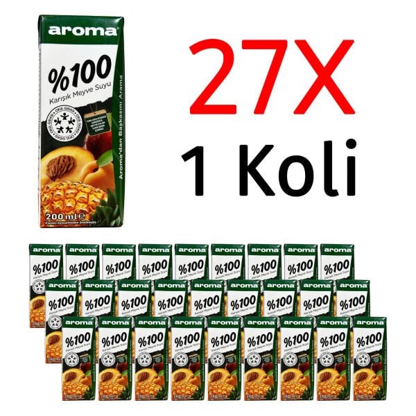 Aroma %100 Karışık Meyve Suyu 200ml 27 Adet