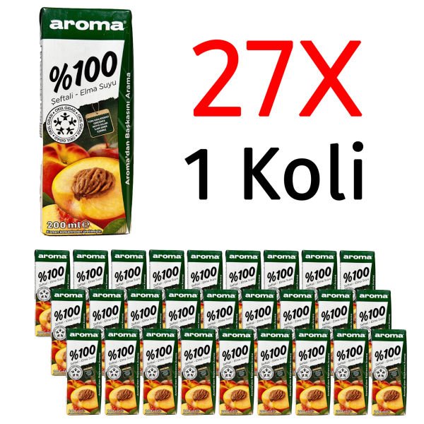 Aroma %100 Şeftali-Elma Meyve Suyu 200ml 27 Adet