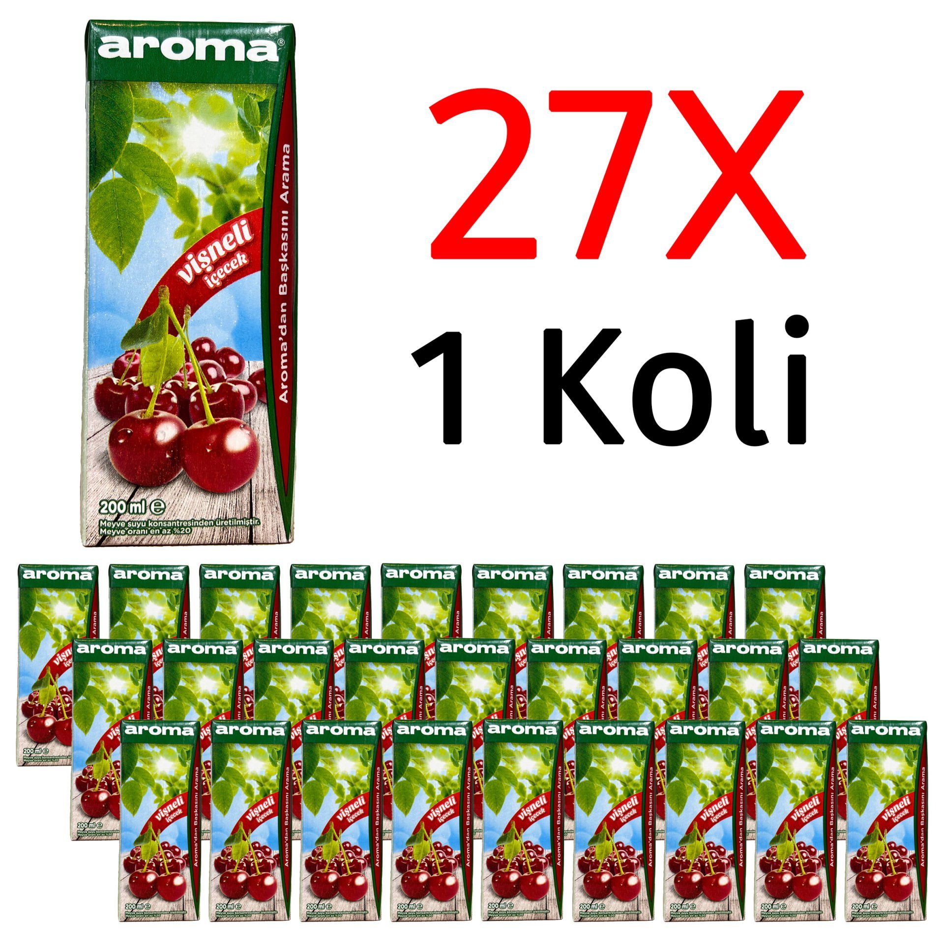 Aroma Nektar Vişneli Meyve Suyu 200ml 27 Adet