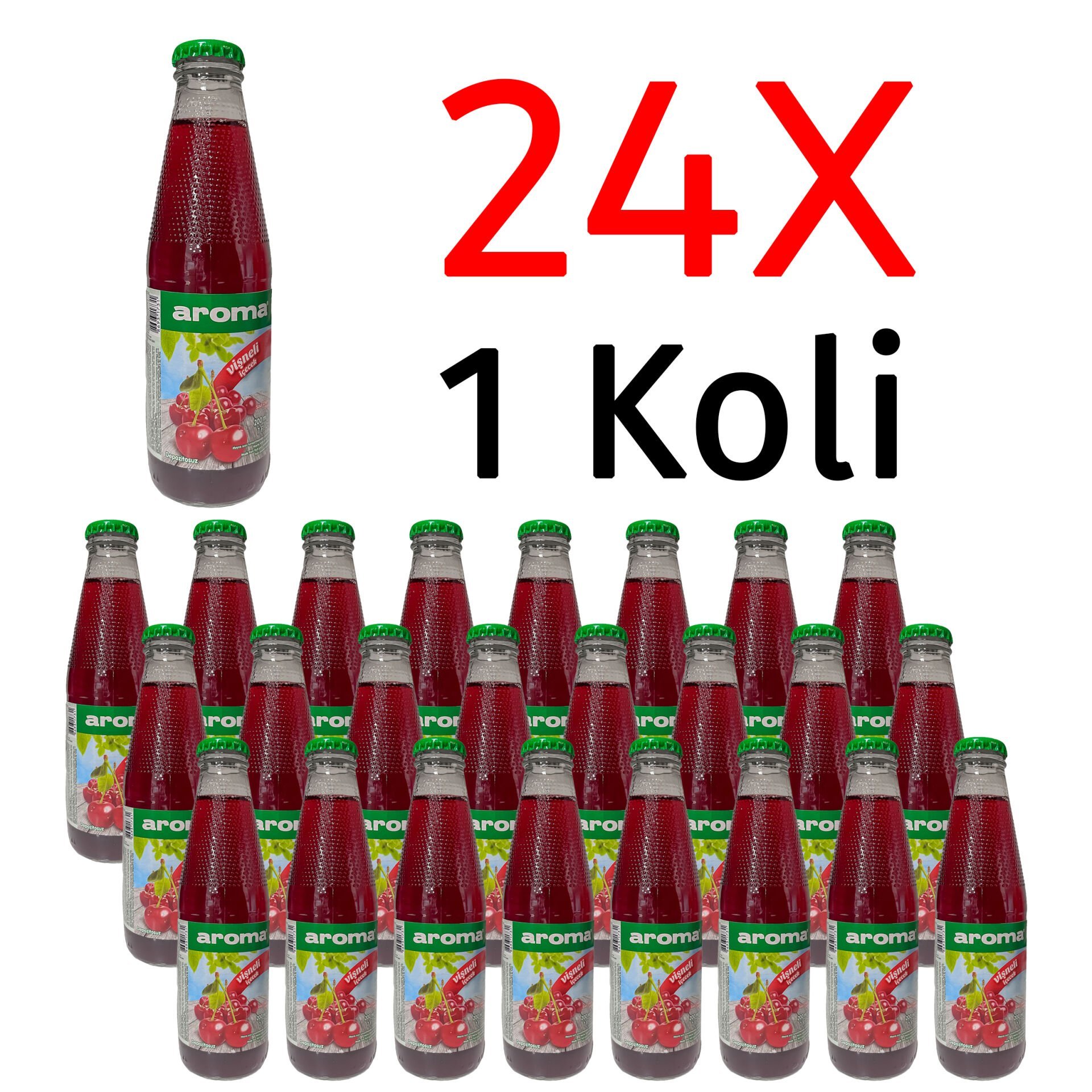 Aroma Vişneli 200CC Cam Meyve Suyu 24 Adet