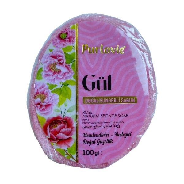 Purlavie Doğal Süngerli Sabun Gül 100g